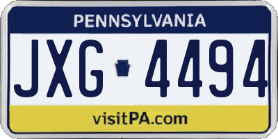 PA license plate JXG4494