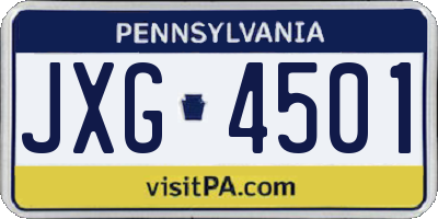 PA license plate JXG4501