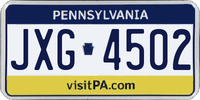PA license plate JXG4502