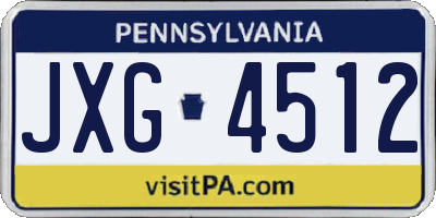 PA license plate JXG4512