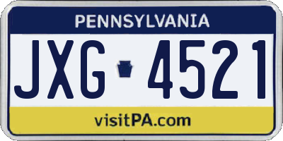PA license plate JXG4521