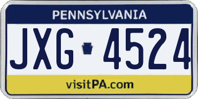 PA license plate JXG4524