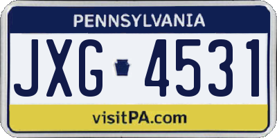 PA license plate JXG4531