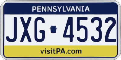 PA license plate JXG4532