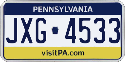 PA license plate JXG4533