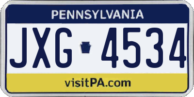PA license plate JXG4534
