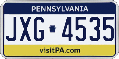PA license plate JXG4535
