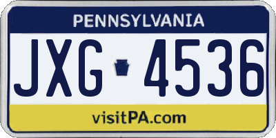 PA license plate JXG4536