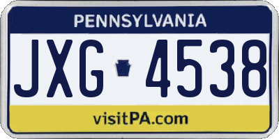 PA license plate JXG4538