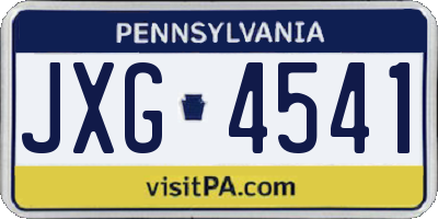 PA license plate JXG4541