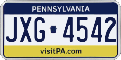PA license plate JXG4542