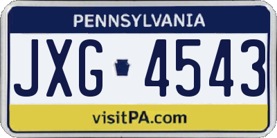 PA license plate JXG4543