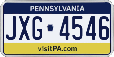PA license plate JXG4546