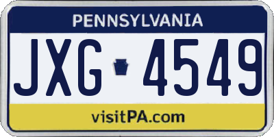 PA license plate JXG4549