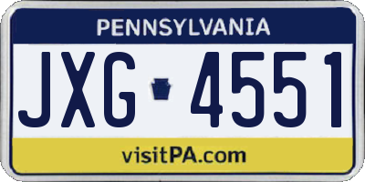 PA license plate JXG4551