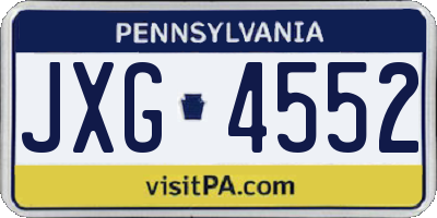 PA license plate JXG4552
