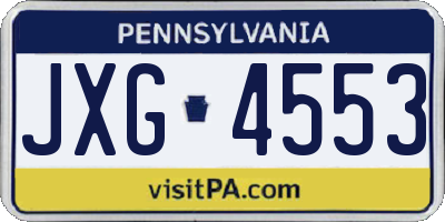 PA license plate JXG4553