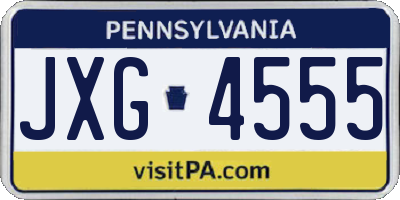 PA license plate JXG4555