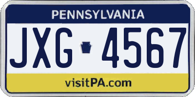 PA license plate JXG4567