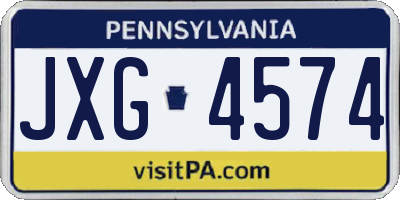 PA license plate JXG4574