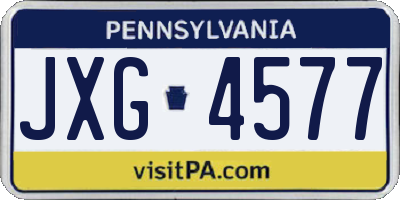 PA license plate JXG4577