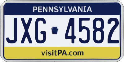 PA license plate JXG4582