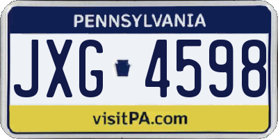 PA license plate JXG4598