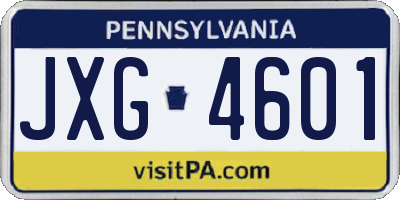 PA license plate JXG4601