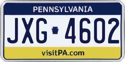 PA license plate JXG4602