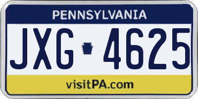 PA license plate JXG4625