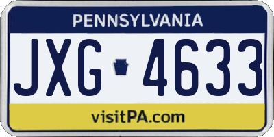 PA license plate JXG4633