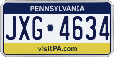 PA license plate JXG4634