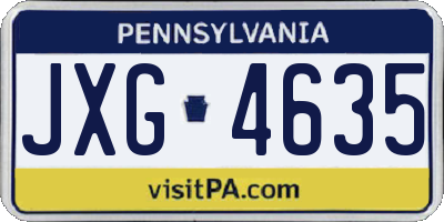 PA license plate JXG4635
