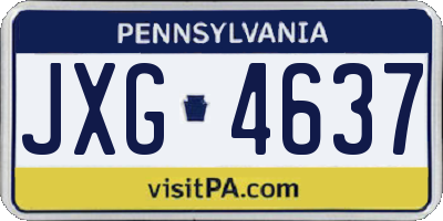 PA license plate JXG4637