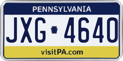 PA license plate JXG4640