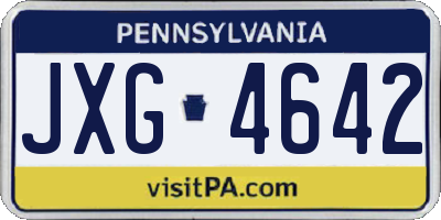 PA license plate JXG4642