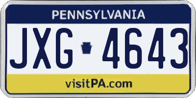 PA license plate JXG4643