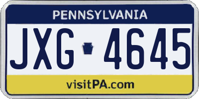 PA license plate JXG4645
