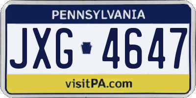PA license plate JXG4647
