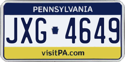 PA license plate JXG4649