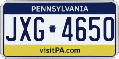 PA license plate JXG4650