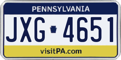 PA license plate JXG4651