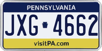 PA license plate JXG4662