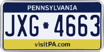 PA license plate JXG4663