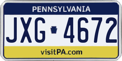 PA license plate JXG4672