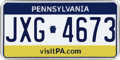 PA license plate JXG4673