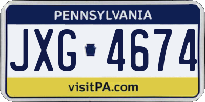 PA license plate JXG4674