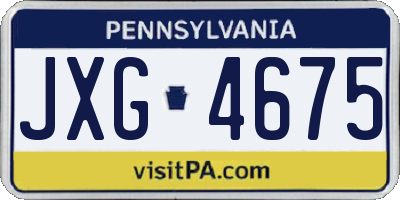 PA license plate JXG4675