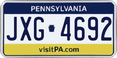 PA license plate JXG4692