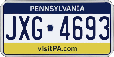 PA license plate JXG4693
